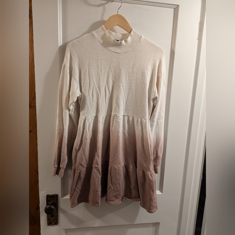Target  Wild Fable Ombre Long Sleeve Cozy Sweatshirt Dress, Brown, Size XS